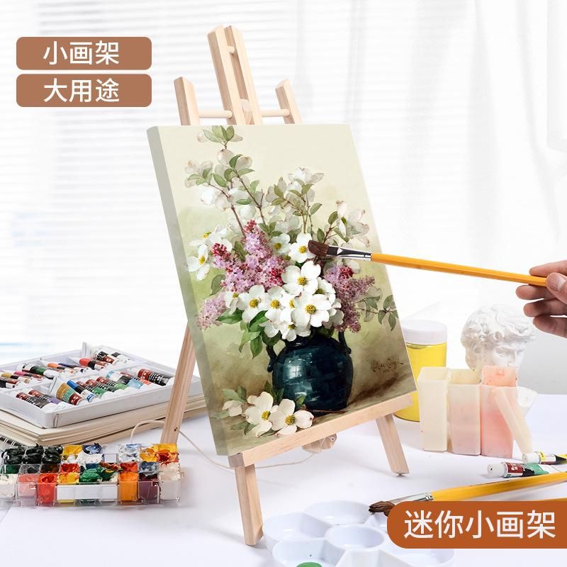 Mini Small Easel Wooden Beginner Desktop Easel Gouache Display Stand Flat Stand Portable Children