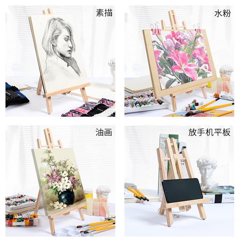 Mini Small Easel Wooden Beginner Desktop Easel Gouache Display Stand Flat Stand Portable Children