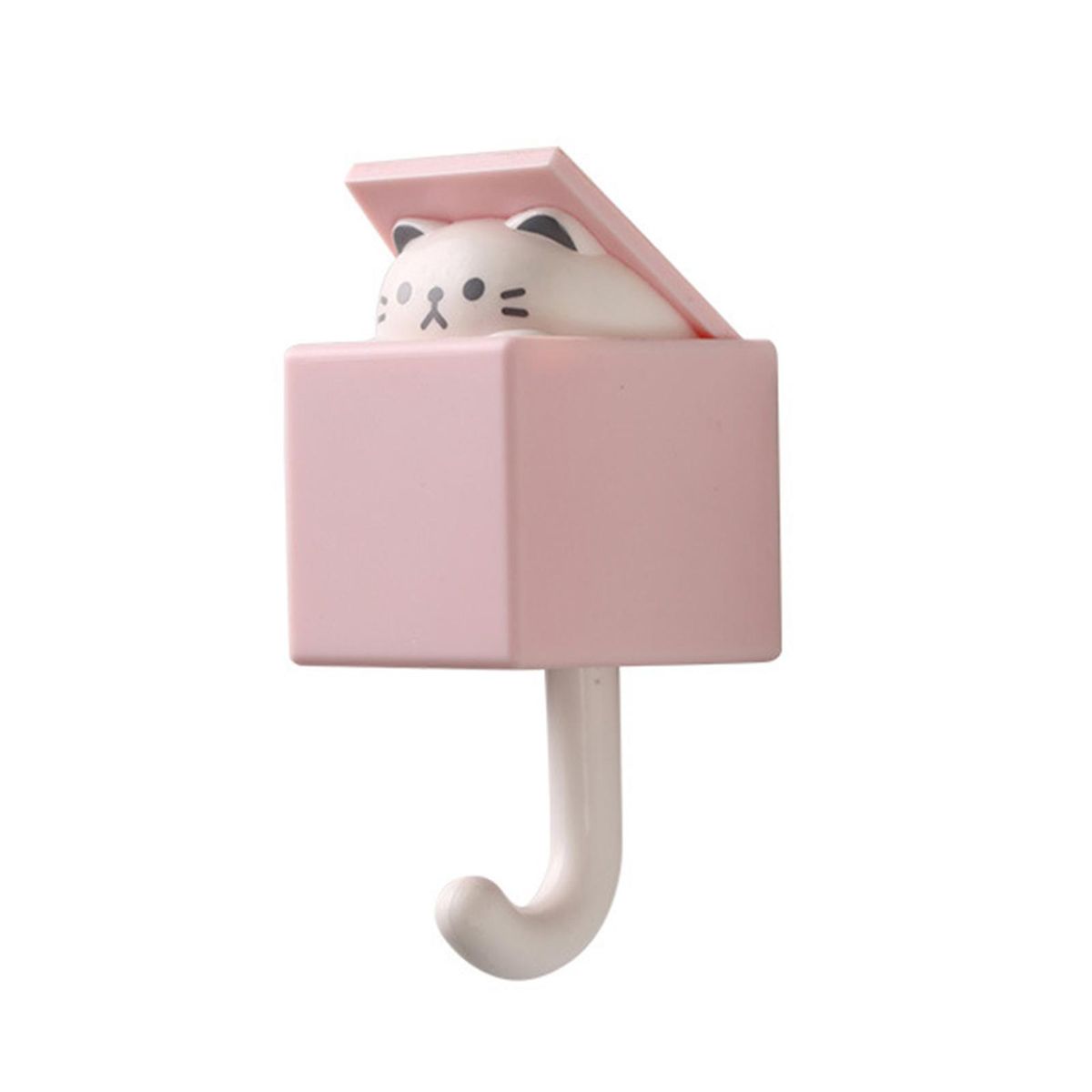 Storage Hook Lovely Cat Chick Design Traceless Keychain Holder Hook Pink