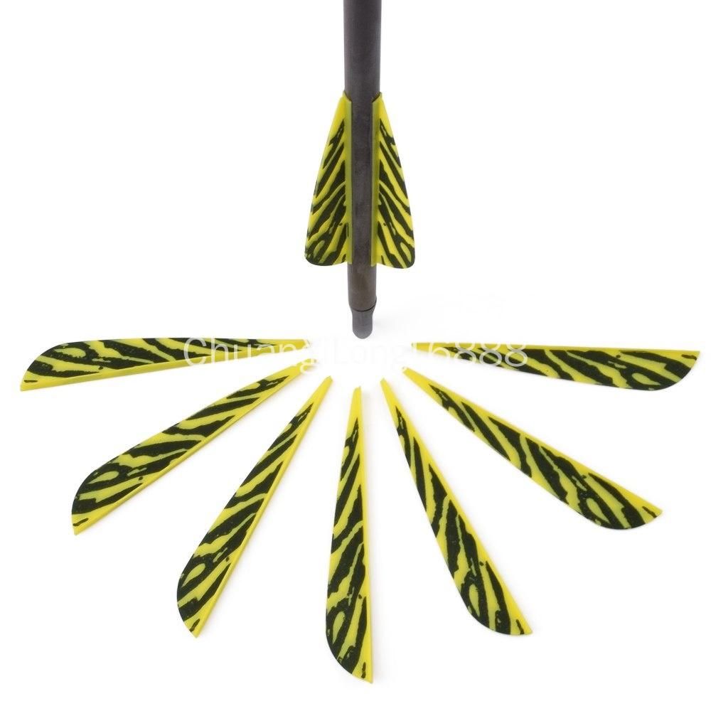 50pcs 3" Vane Tiger Stripe White Blue Yellow Plastic Vane