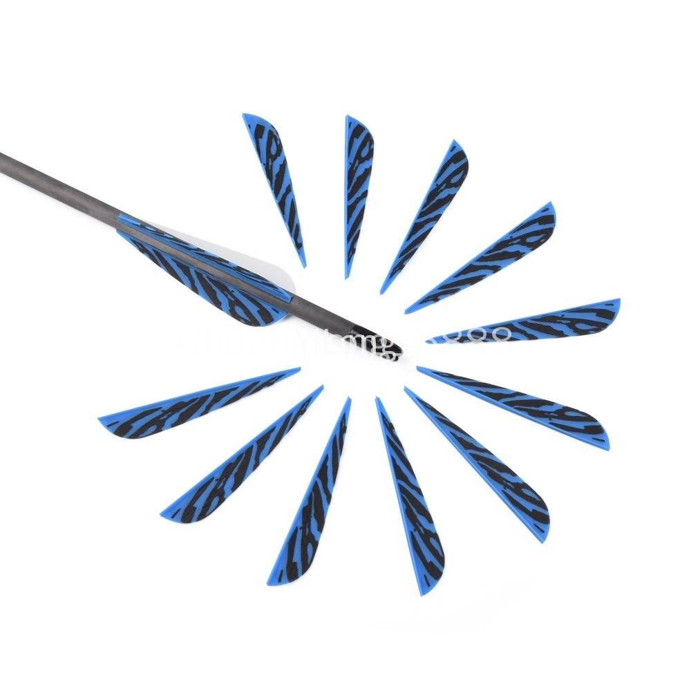 50pcs 3" Vane Tiger Stripe White Blue Yellow Plastic Vane