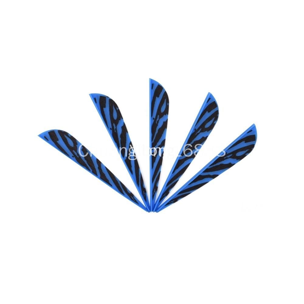 50pcs 3" Vane Tiger Stripe White Blue Yellow Plastic Vane