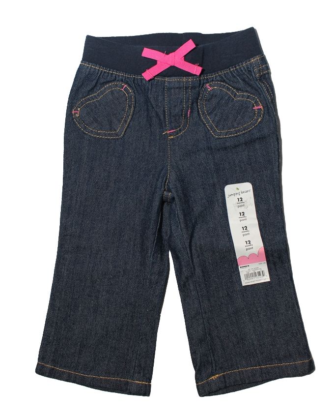 Bow Heart Pocket Jeans-Blue