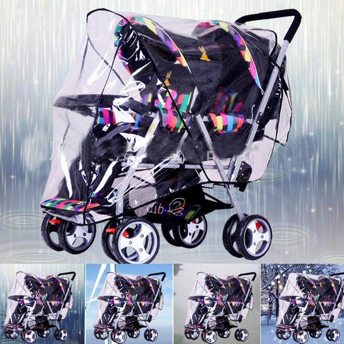 Clear Stroller Rain Pushchair Cover Weather Pram Baby Infant Double Wind Shield