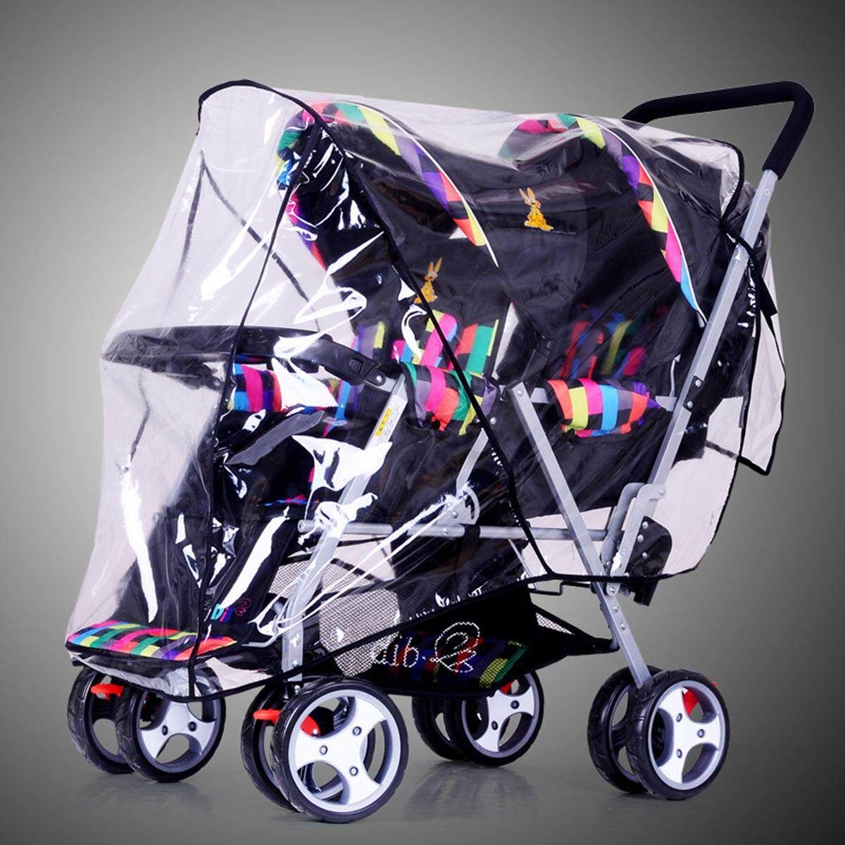 Clear Stroller Rain Pushchair Cover Weather Pram Baby Infant Double Wind Shield
