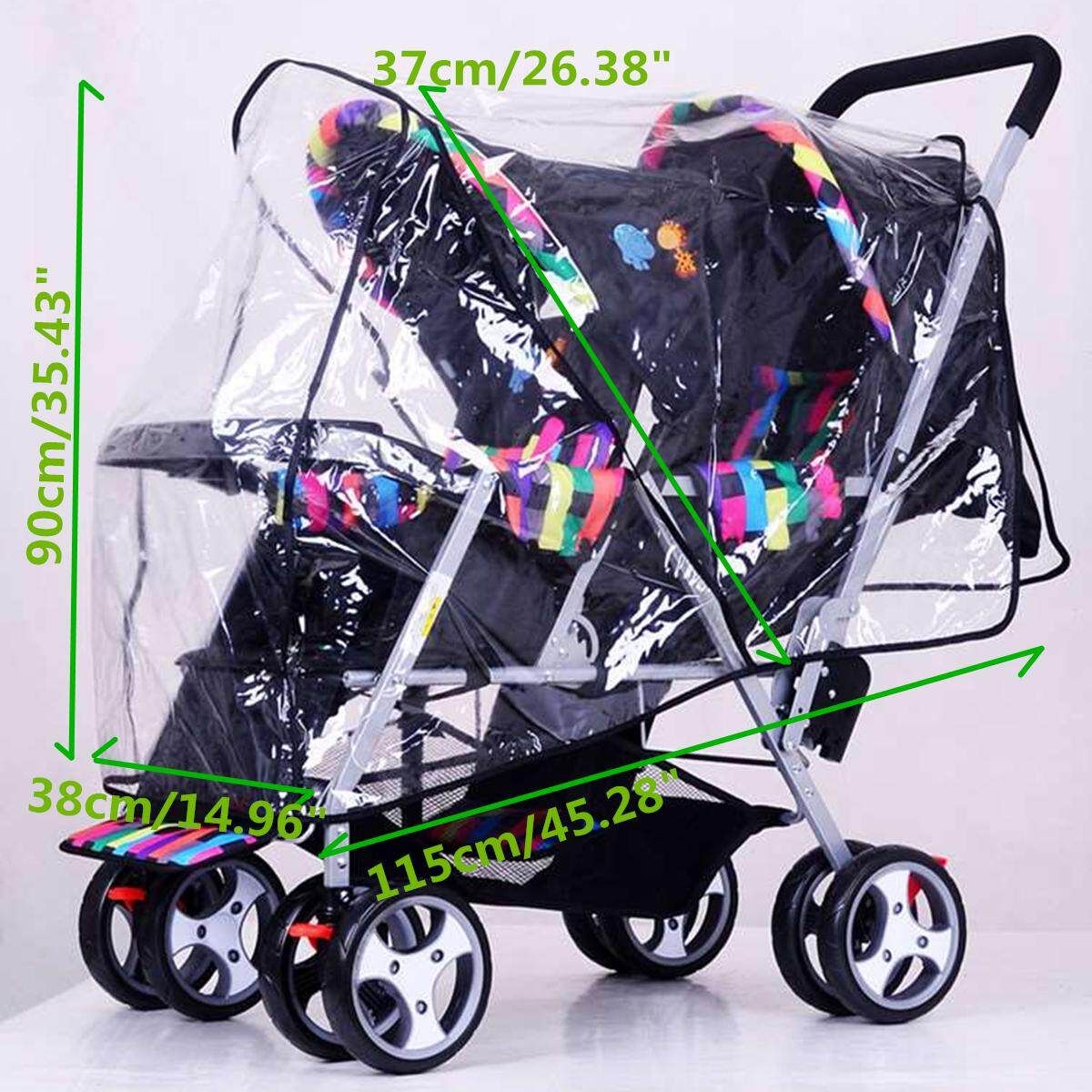 Clear Stroller Rain Pushchair Cover Weather Pram Baby Infant Double Wind Shield
