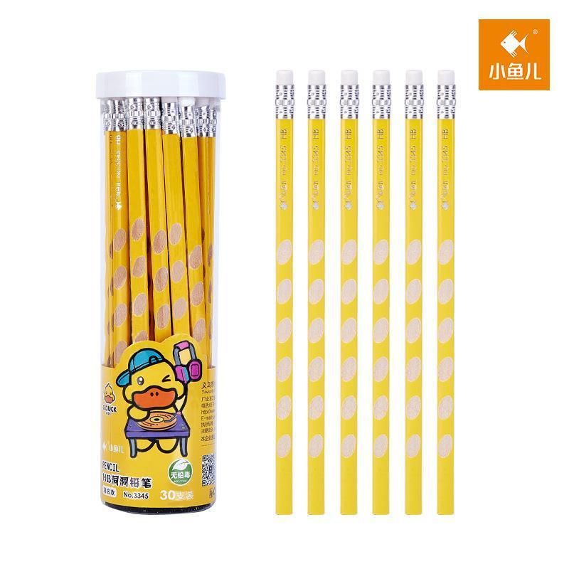 Little Fish Painting Sketch Pen Children Learning Stationery Small Yellow Duck Small Leather Tip Primary School Student Hb Groove Pencil