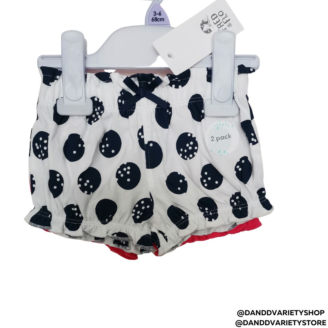 Baby Girls Nappy Cover Clothes Pull On Bloomer Shorts 2Pack
