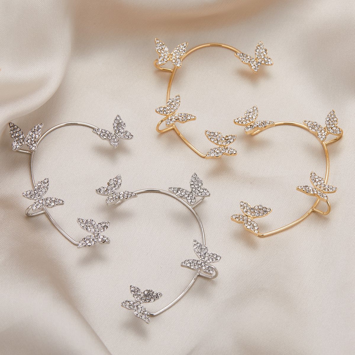 Zircon Butterfly Earring Cute Butterfly Ear Clip Adjustable Ear Cuff Earrings For Women No Piercing Ear Clip