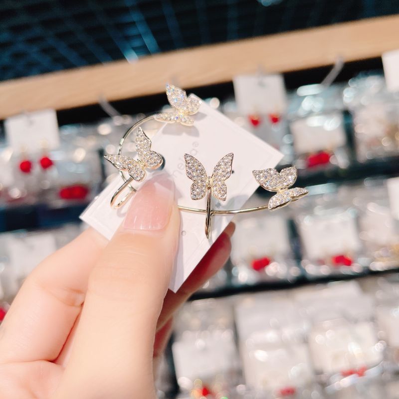 Zircon Butterfly Earring Cute Butterfly Ear Clip Adjustable Ear Cuff Earrings For Women No Piercing Ear Clip