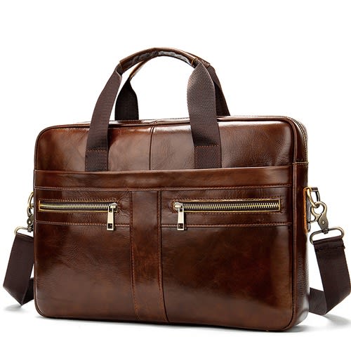 Cow Leather High Capacity 15.6 Inches Laptop Bag