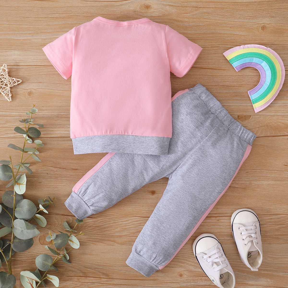 0-2 Years Baby Girls Sports Style Short Sleeves Clothes Set PINK