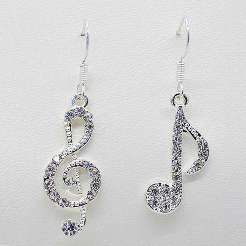 Women Rhinestone Inlaid Treble Music Note Charm-