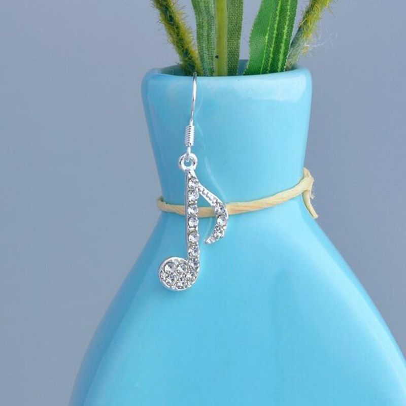 Women Rhinestone Inlaid Treble Music Note Charm-