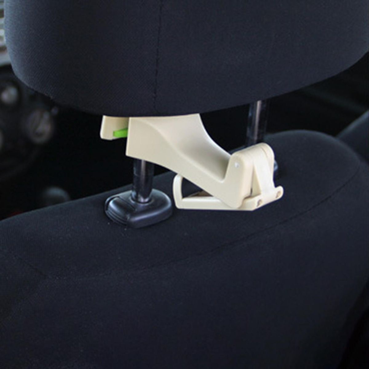 Car Headrest Hook Universal Car Headrest Hook with Phone Holder Beige