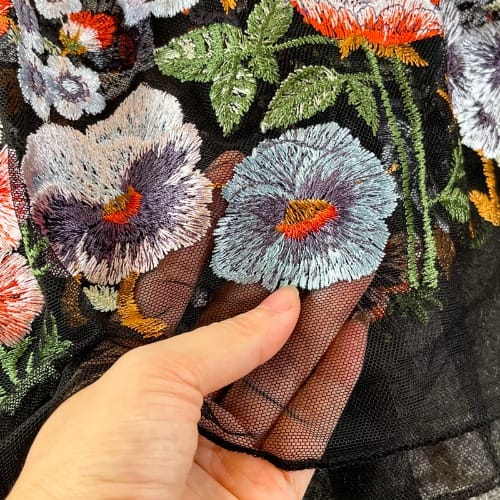 Floral Mesh Detail Dress -multi
