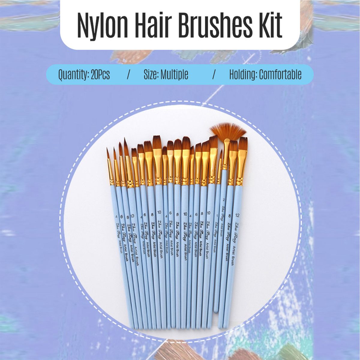 20pcs Draw Paint Brushes Set Kit Artist Paintbrush Multiple