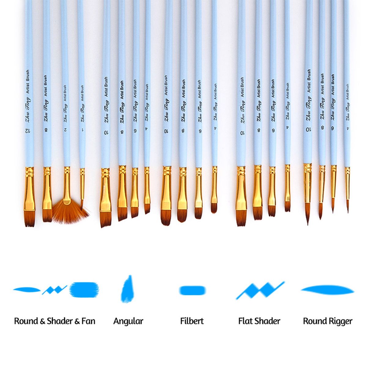 20pcs Draw Paint Brushes Set Kit Artist Paintbrush Multiple
