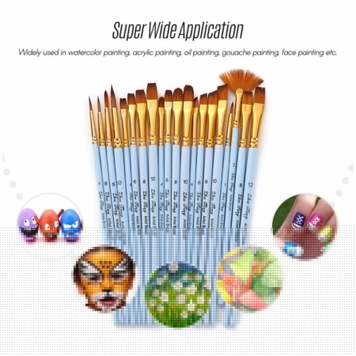 20pcs Draw Paint Brushes Set Kit Artist Paintbrush Multiple