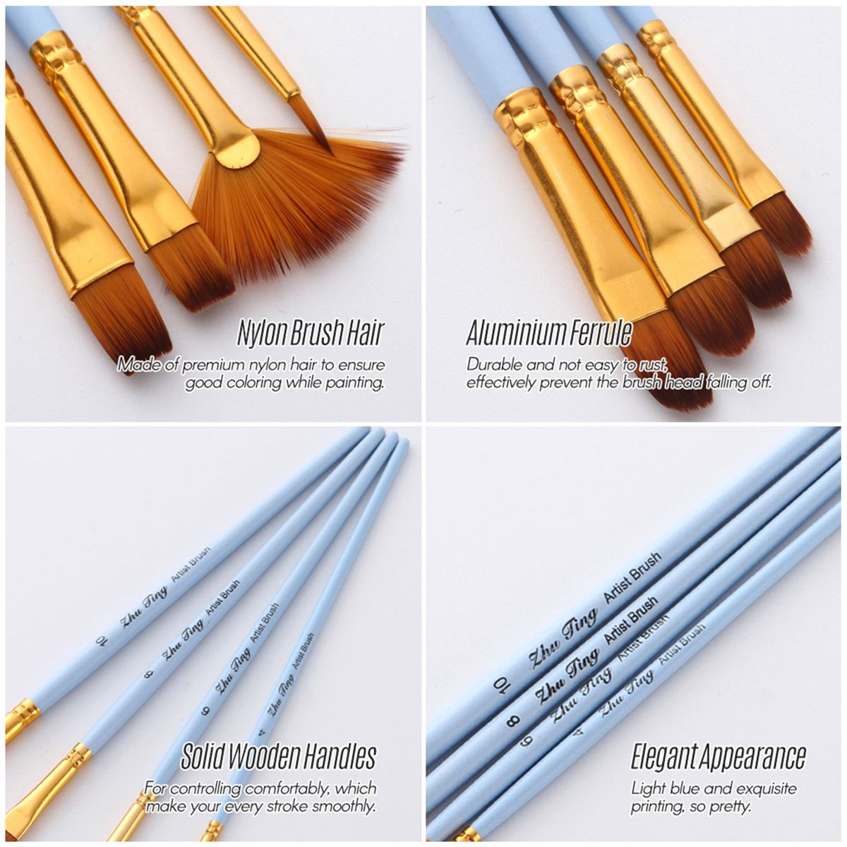 20pcs Draw Paint Brushes Set Kit Artist Paintbrush Multiple