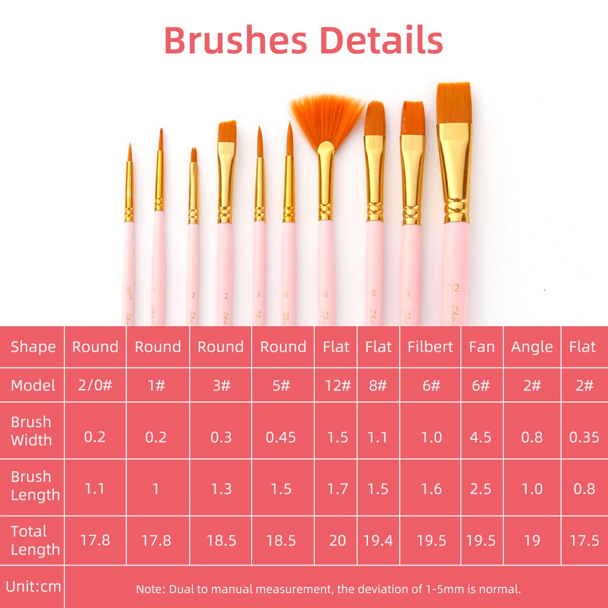 10pcs Watercolor Paint Brushes Set Nylon Hair Artist