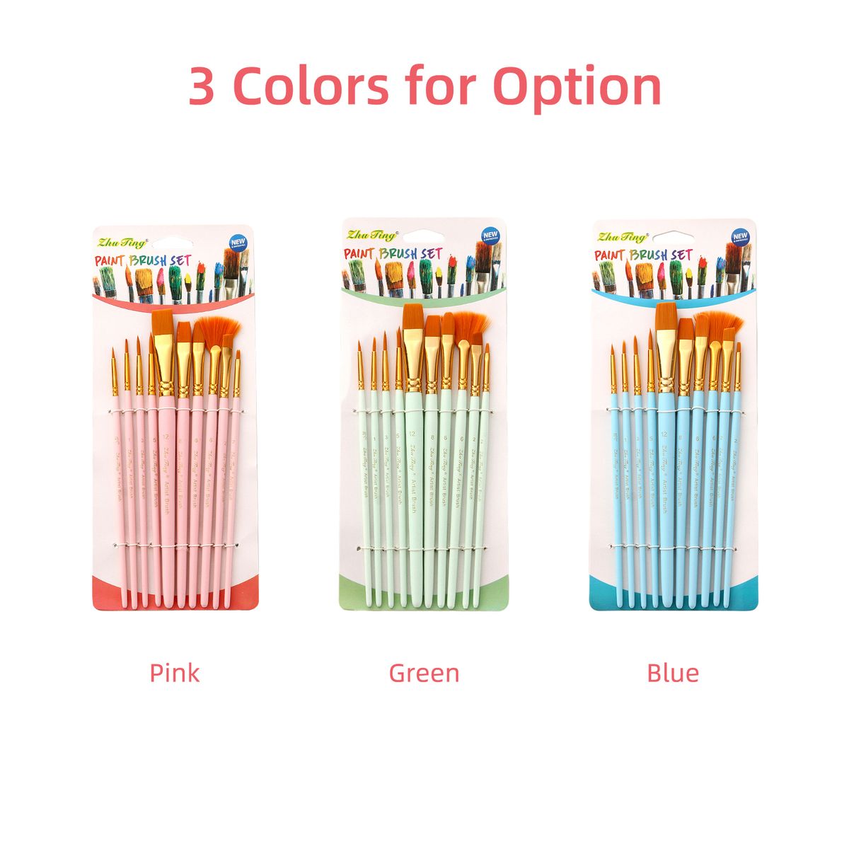 10pcs Watercolor Paint Brushes Set Nylon Hair Artist