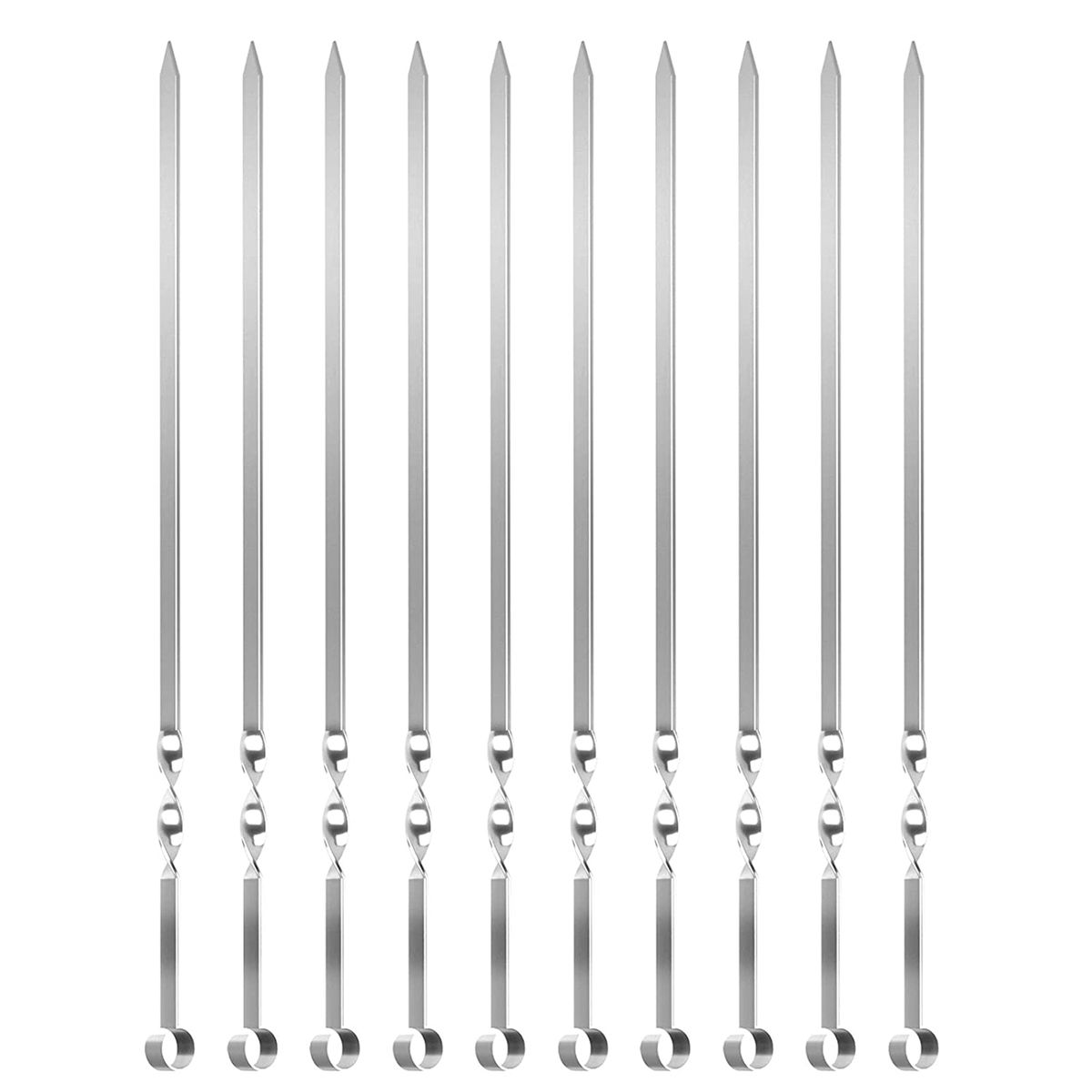 10PCS Barbecue Skewer Sticks 14 Inch Grilling Flat Kabob