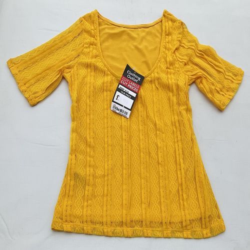 Egg Yoke Scoop Back Lace Lined Blouse