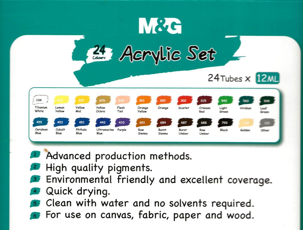 Acrylic Paint (24 Colours) High Quality