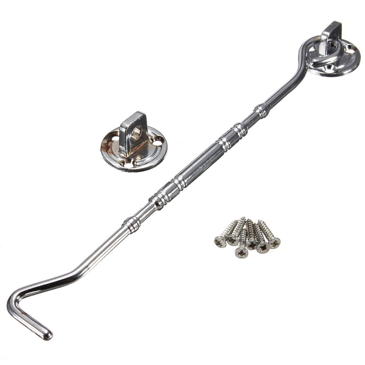 Window Shutter Cabinet Door Gate Latch Hook Eye Wind-Proof Polished Zinc Alloy Chrome Chrome