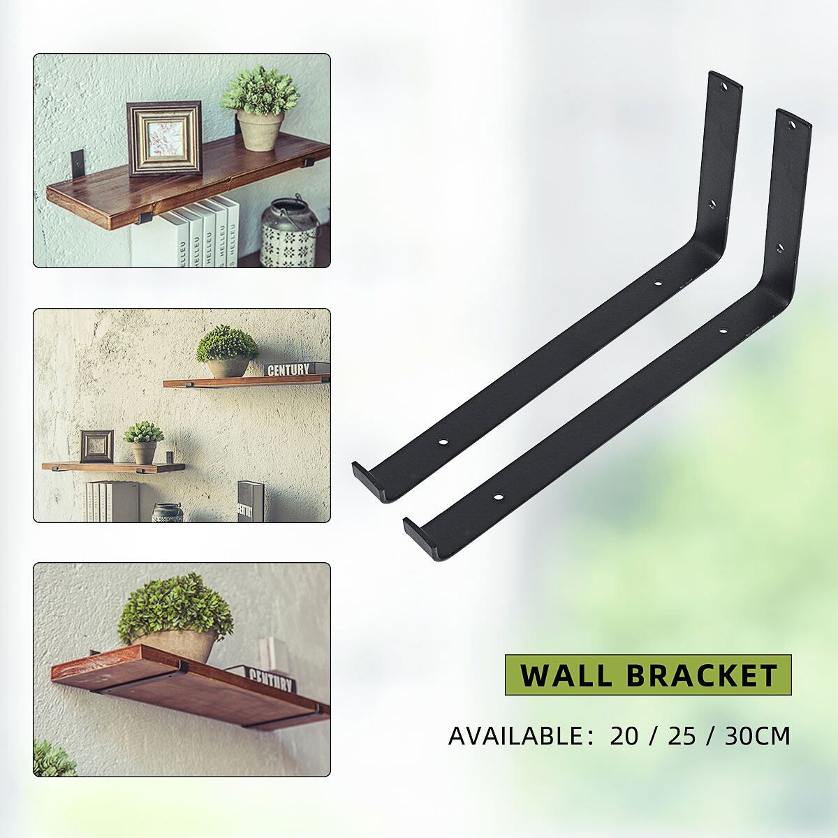 Rustic Wall Shelf Brackets Scaffold Board Heavy Duty Industrial Shelving Unit Light Black