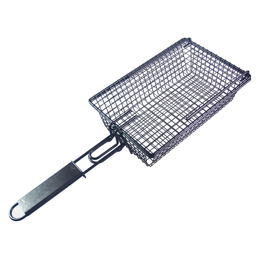Grilling Nonstick Grill Basket With Lid Metal Barbecue