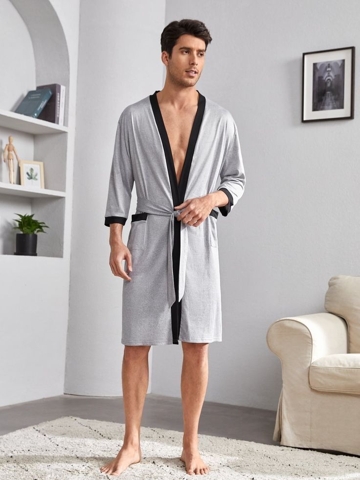 Men And Women Comfortable Sleep Wear Pyjamas Robe-- Ash