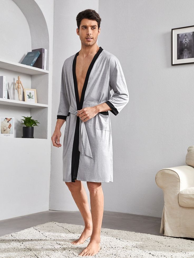Men And Women Comfortable Sleep Wear Pyjamas Robe-- Ash