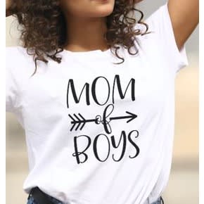 Mom Of Boys Design Tshirt - White