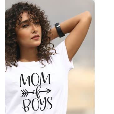 Mom Of Boys Design Tshirt - White