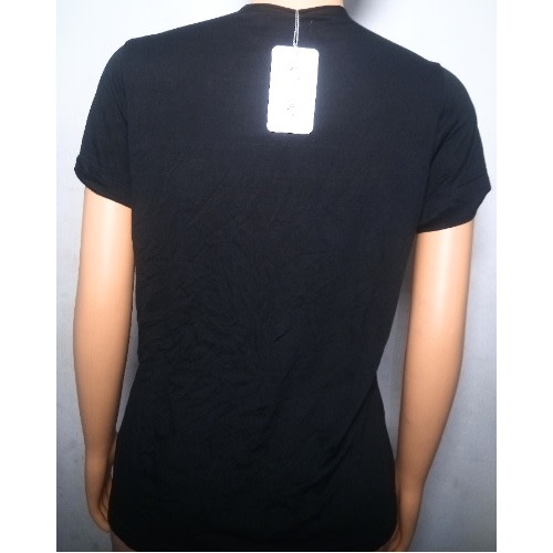 Cut-off  V-Neck Tshirt - Black