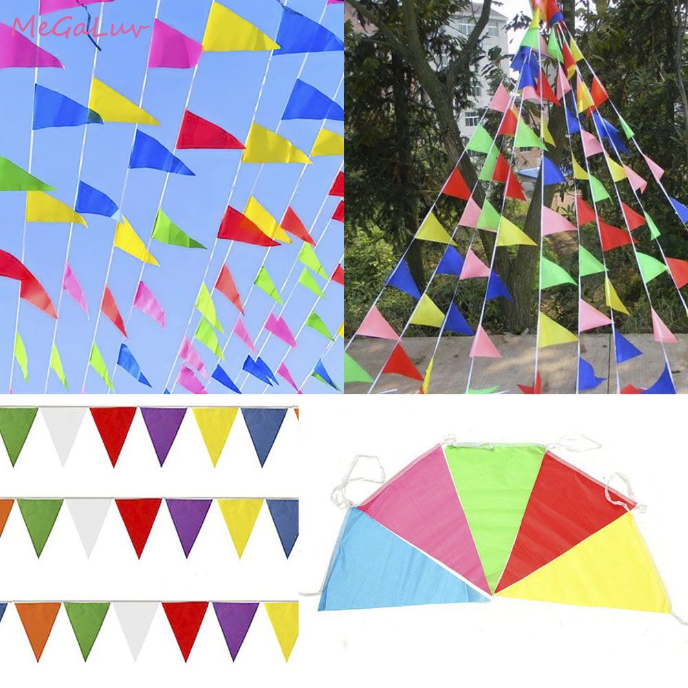 50 Meter Rainbow Pennant Outdoor Banner 100 Flags Nylon Advertising-50m
