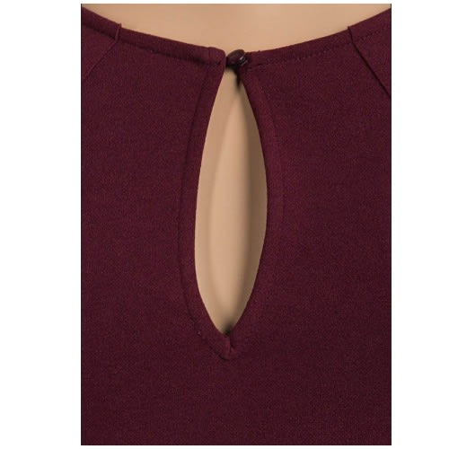 Ladies  Lace & Frill Peplum Top - Wine Color