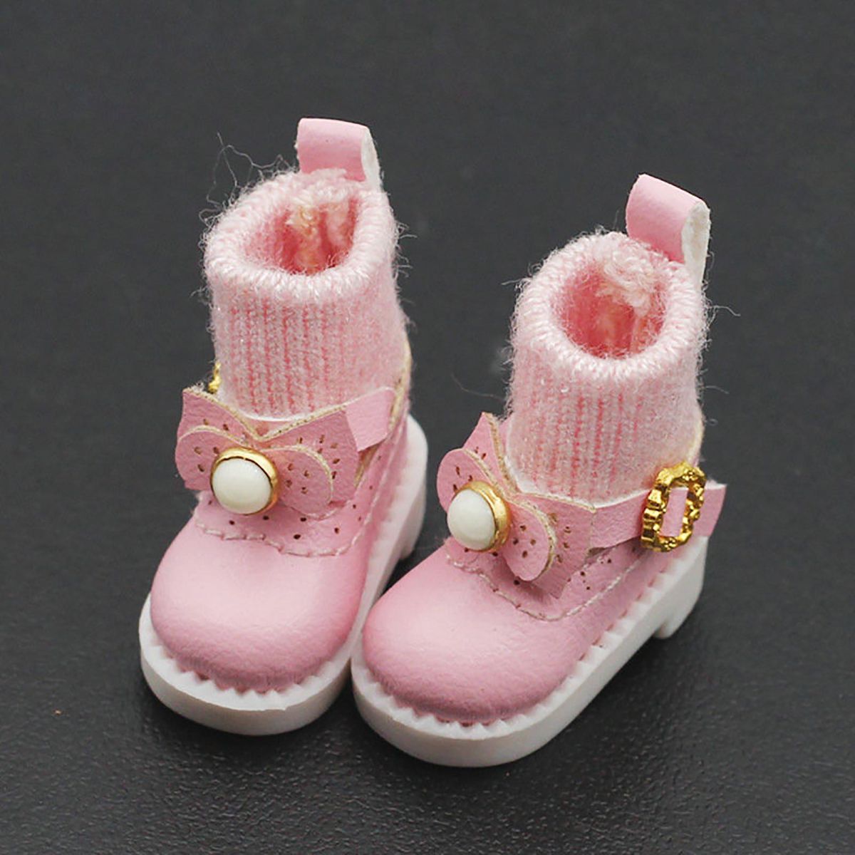 1 Pair Boots Accessories Faux Leather Doll Boots Pink