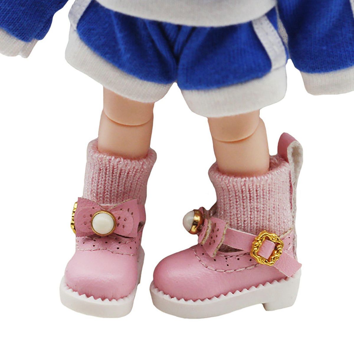 1 Pair Boots Accessories Faux Leather Doll Boots Pink