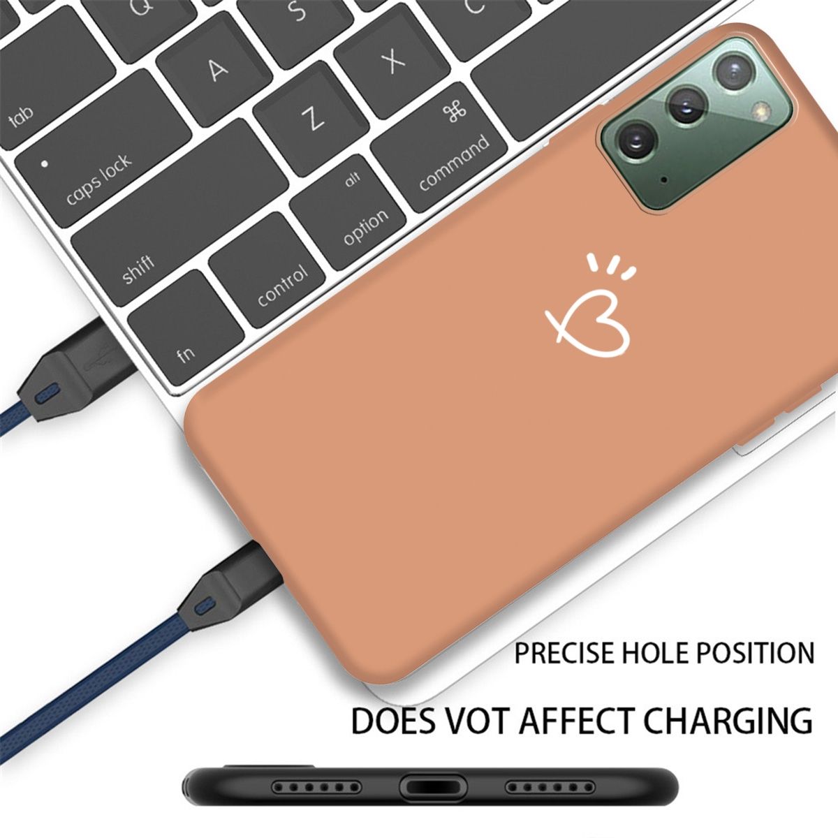 For Samsung Galaxy Note20 Three Dots Love-heart Pattern Frosted TPU Protective Case(Orange)