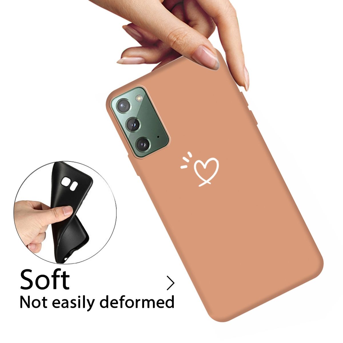 For Samsung Galaxy Note20 Three Dots Love-heart Pattern Frosted TPU Protective Case(Orange)