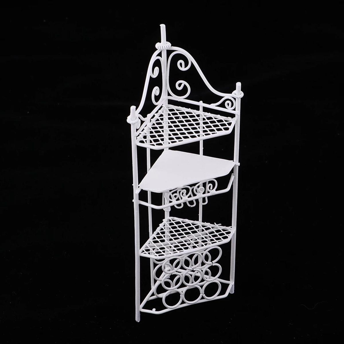 Wine Rack Model Figure Dollhouse Kitchen Furniture Metal Wine Rack White
