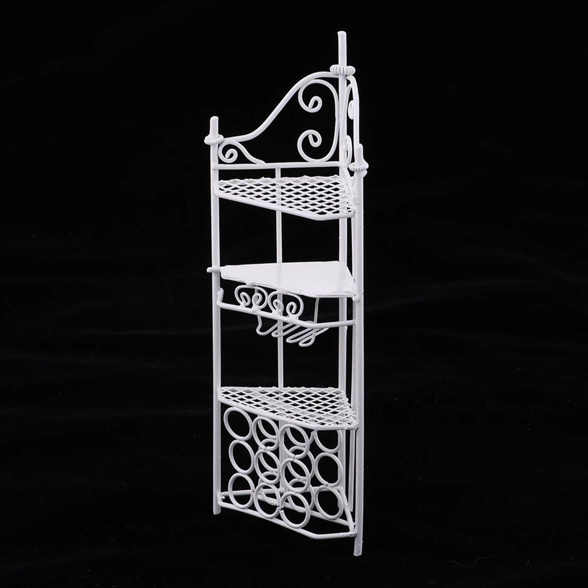 Wine Rack Model Figure Dollhouse Kitchen Furniture Metal Wine Rack White