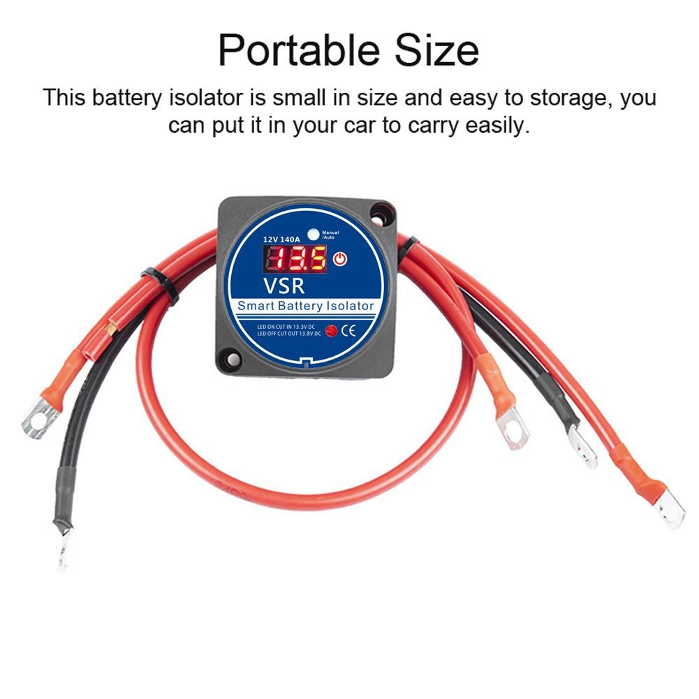 12 V 140A Automotive Intelligent Dual Battery Isolator Set Voltage Sensitive Relay VSR Double Battery Automatic Recharging Relay Battery Isolator