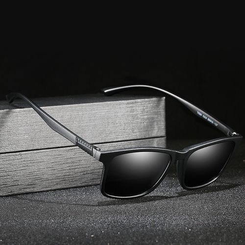 Square Sunglasses Male UV400 Polarized Lens Sun Glasses(Black)