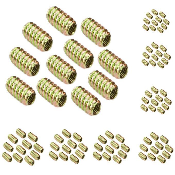 8x10Pcs Wood Insert Interface Screws Threads Bolts Nuts Fixing