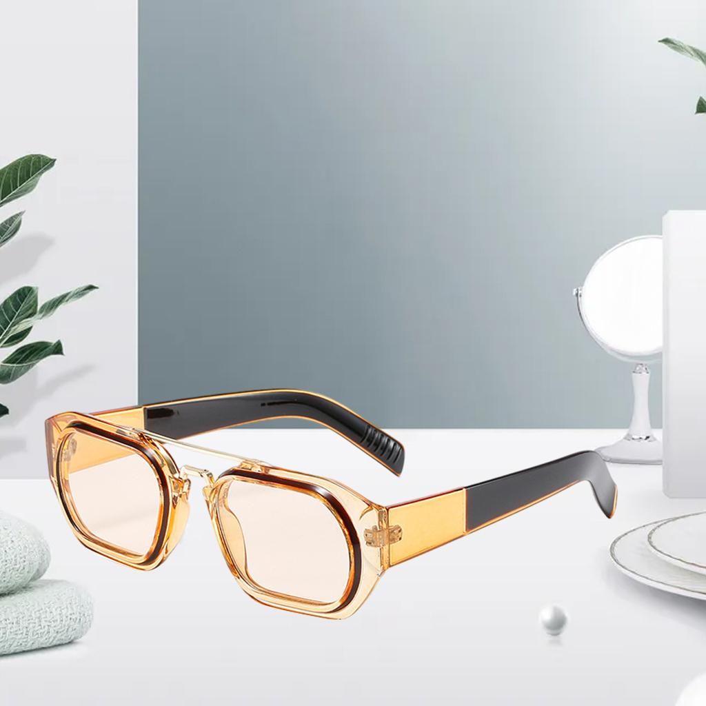 Retro Style Teens Adults Beam Square Sun Glasses Rectangle Black Tawny