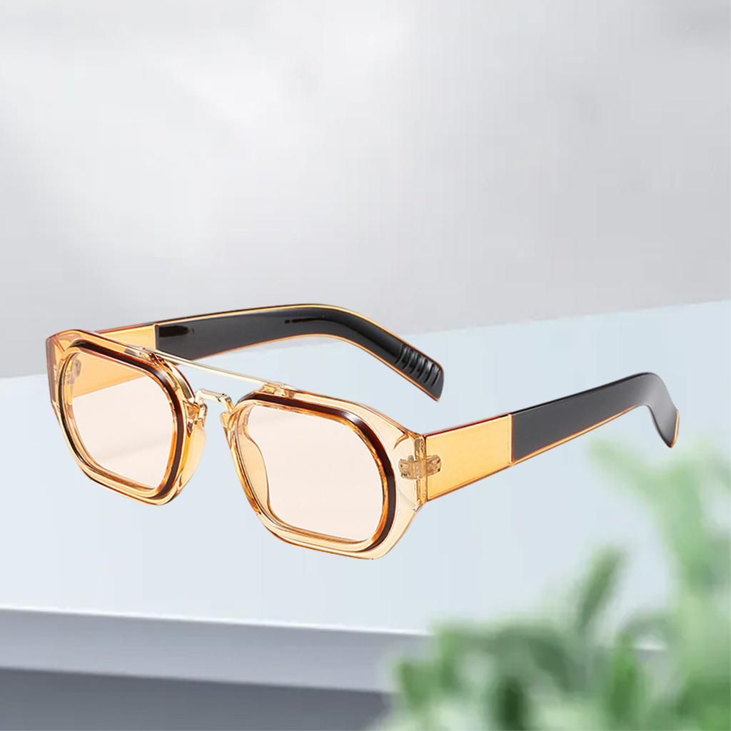 Retro Style Teens Adults Beam Square Sun Glasses Rectangle Black Tawny